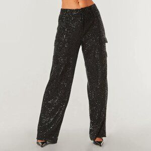 Noli Milan Black Sequin Cargo Pants